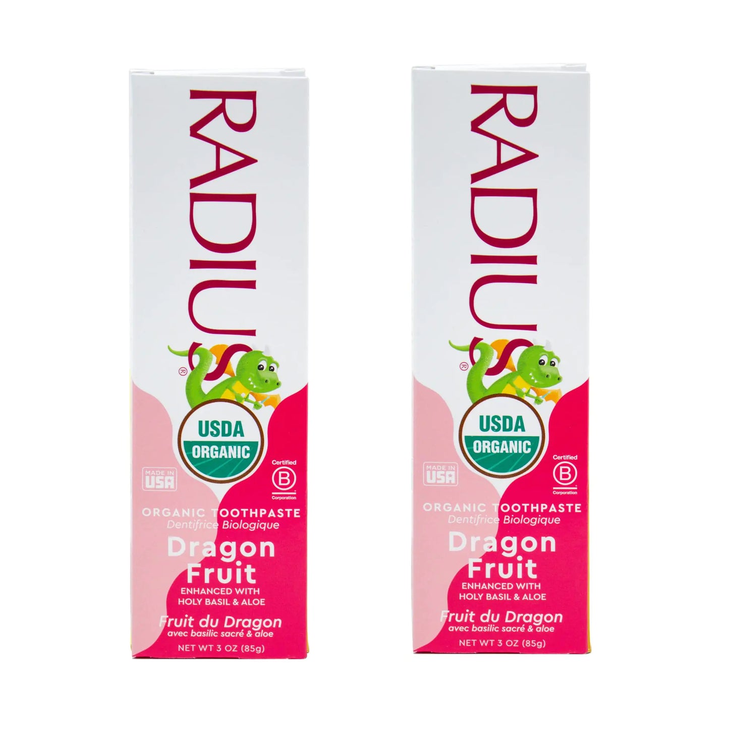 RADIUS USDA Organic Kids Toothpaste - Dragon Fruit 2-Pack