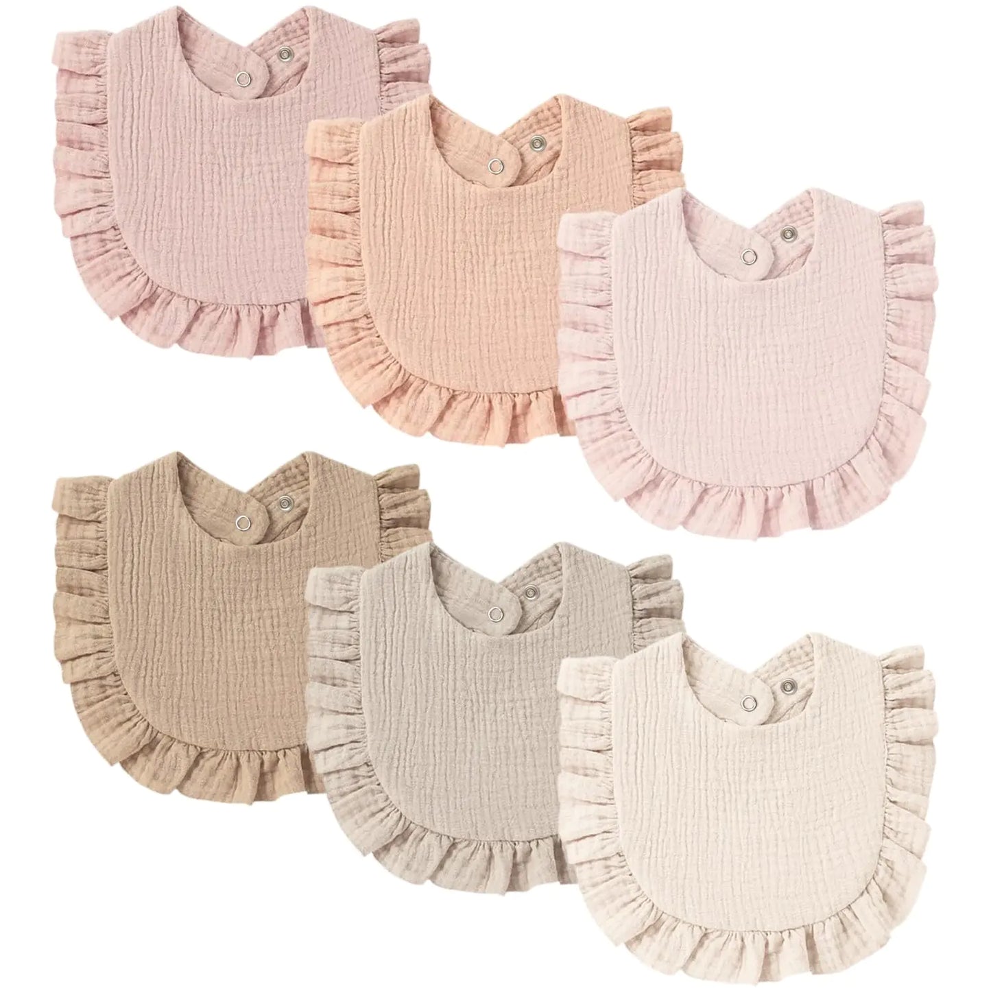 MairMore Baby 100% Cotton Muslin Ruffle Bib Set