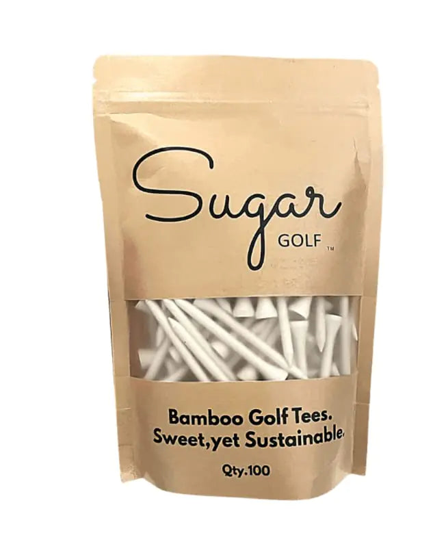 Sugar Golf | Biodegradable Bamboo Golf Tees | Pack of 100 | White
