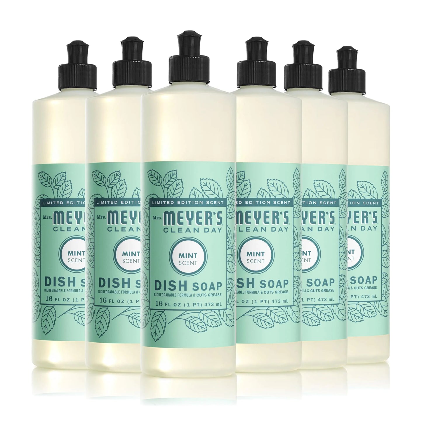 Mrs. Meyers Clean Day Liquid Dish Soap - Mint Scent 16 oz- Pack of 6