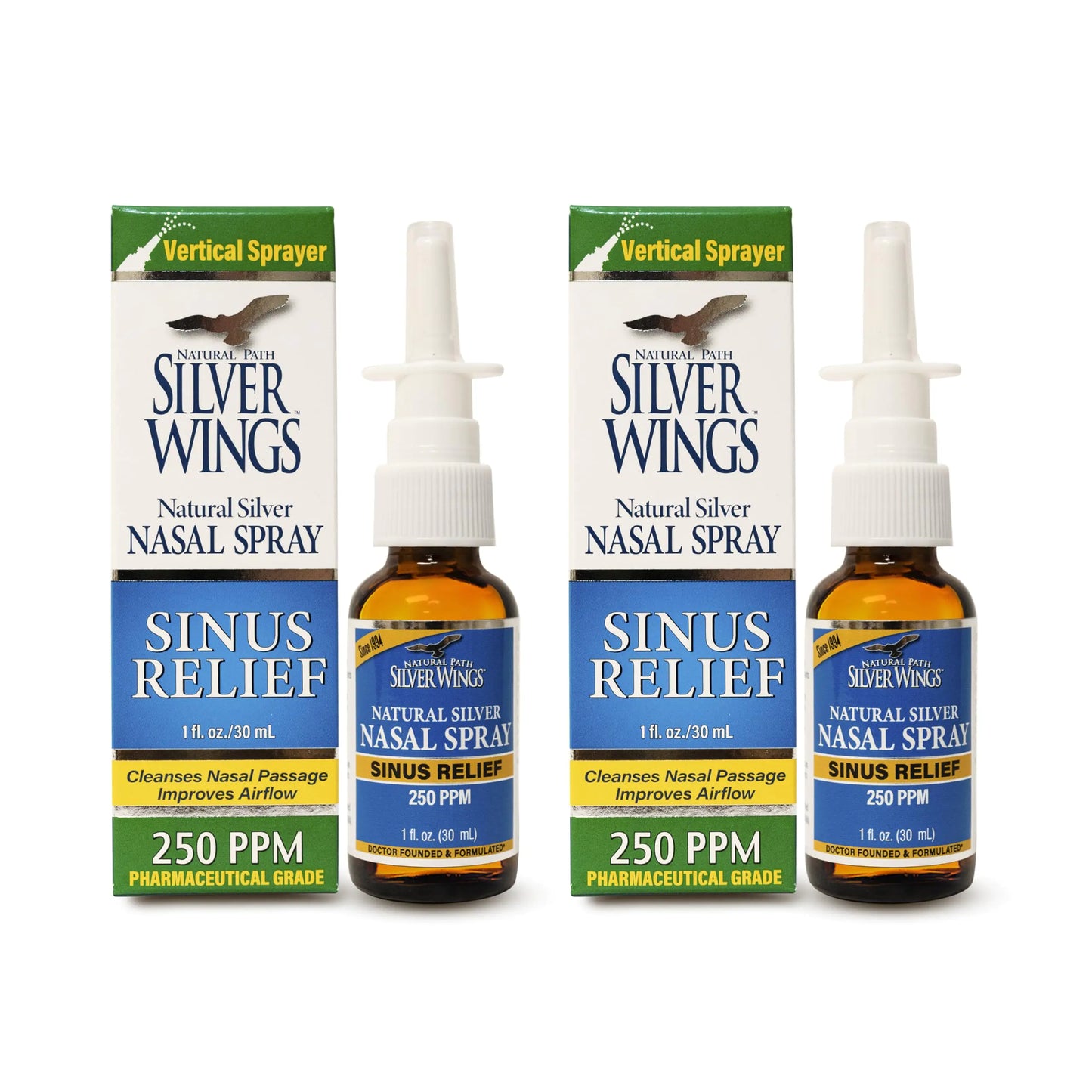 Natural Path Silver Wings Sinus Relief Natural Silver Nasal Spray - 2 Pack