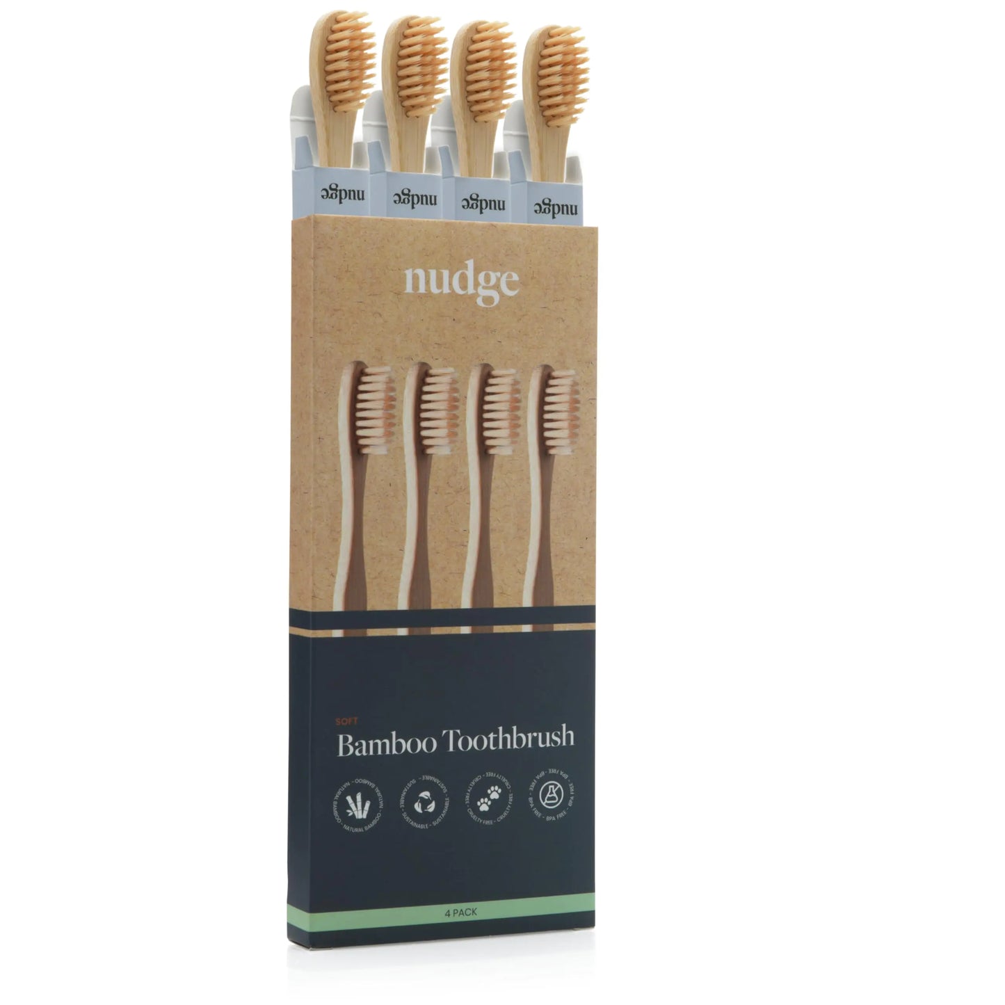 Nudge Natural Bamboo Toothbrushes (Pack of 4)