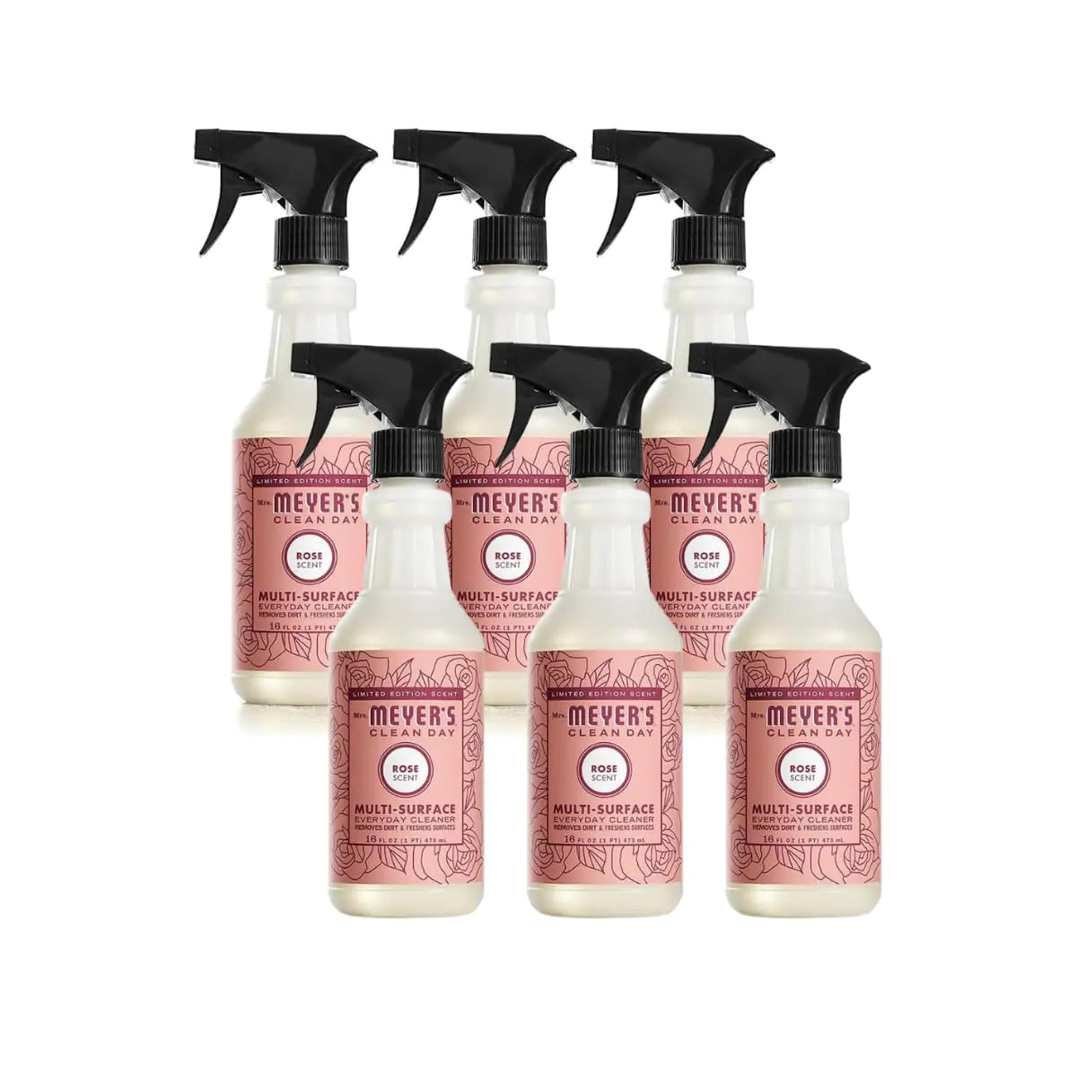 Mrs. Meyers Clean Day Multi-Surface Everyday Cleaner - Rose Scent 16 Fl Oz (Pack of 6)
