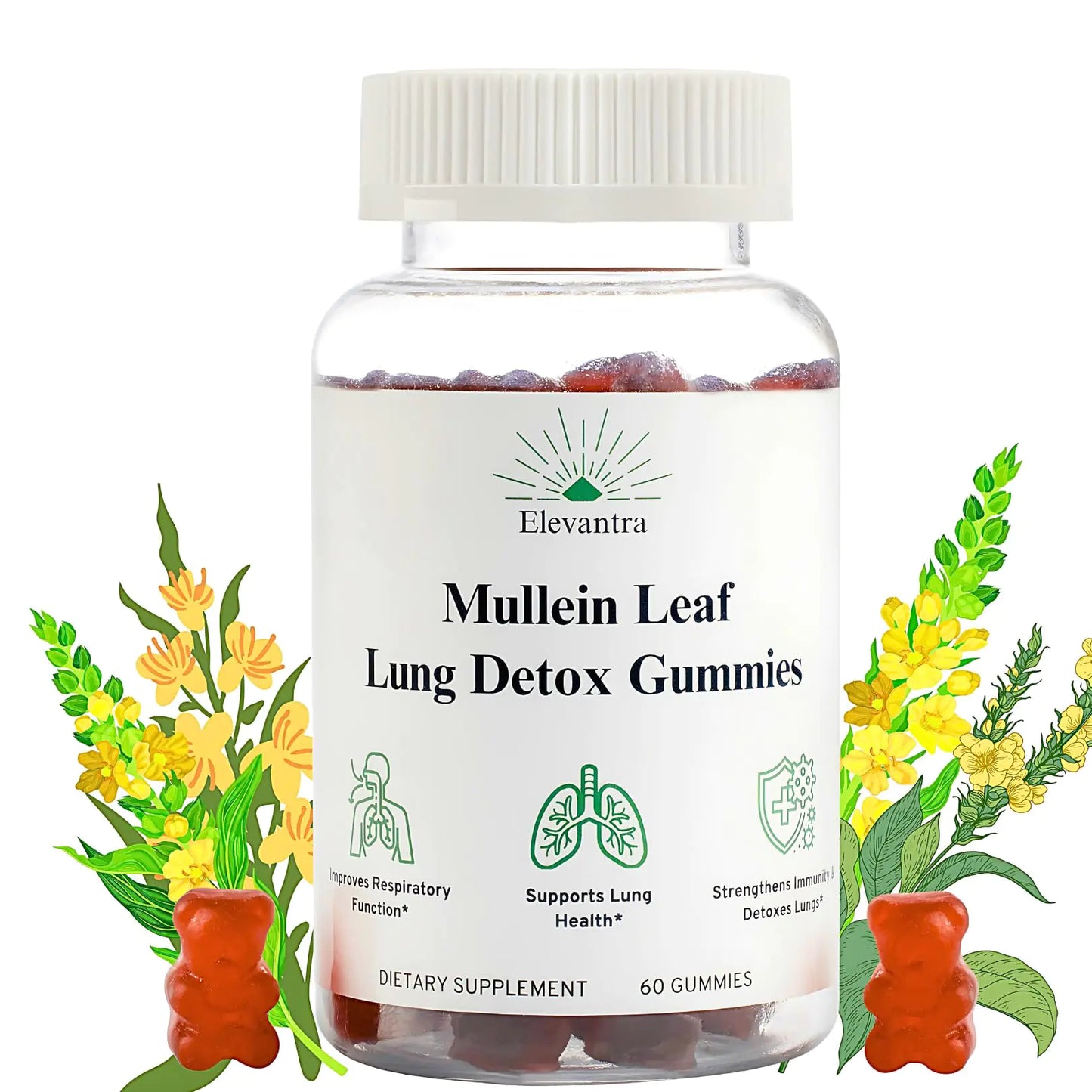 Elevantra Mullein Leaf Lung Detox Gummies - 1000mg
