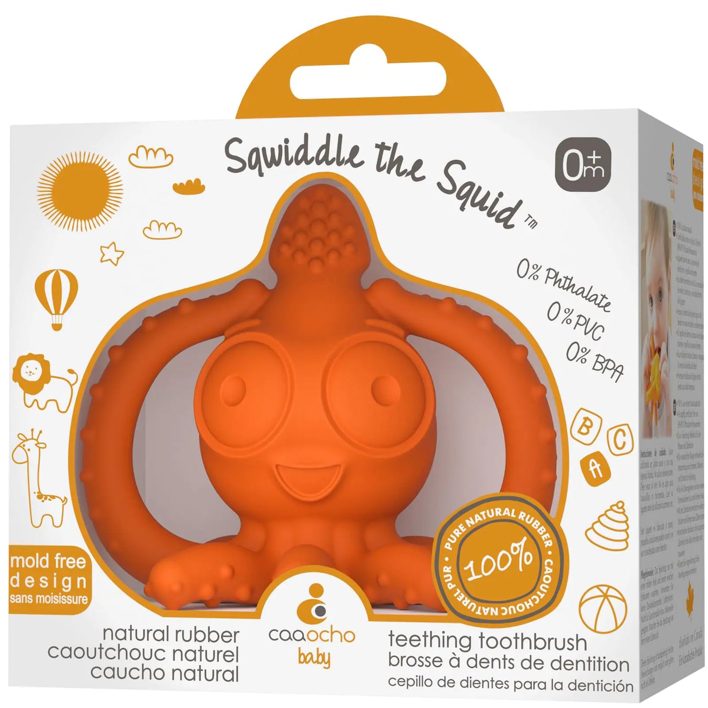 Natural Rubber Teething & Bath Toy - Squid