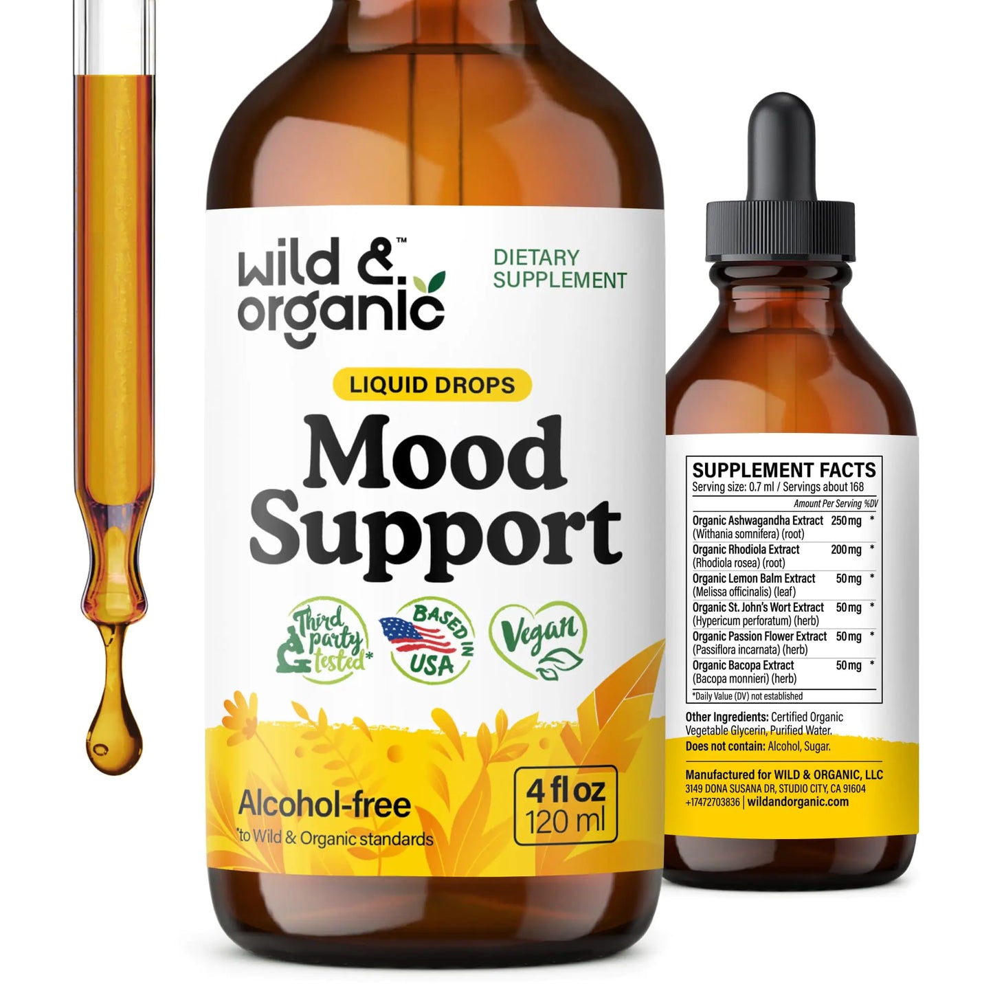 Wild & Organic Mood Support Supplement - Natural Liquid Drops