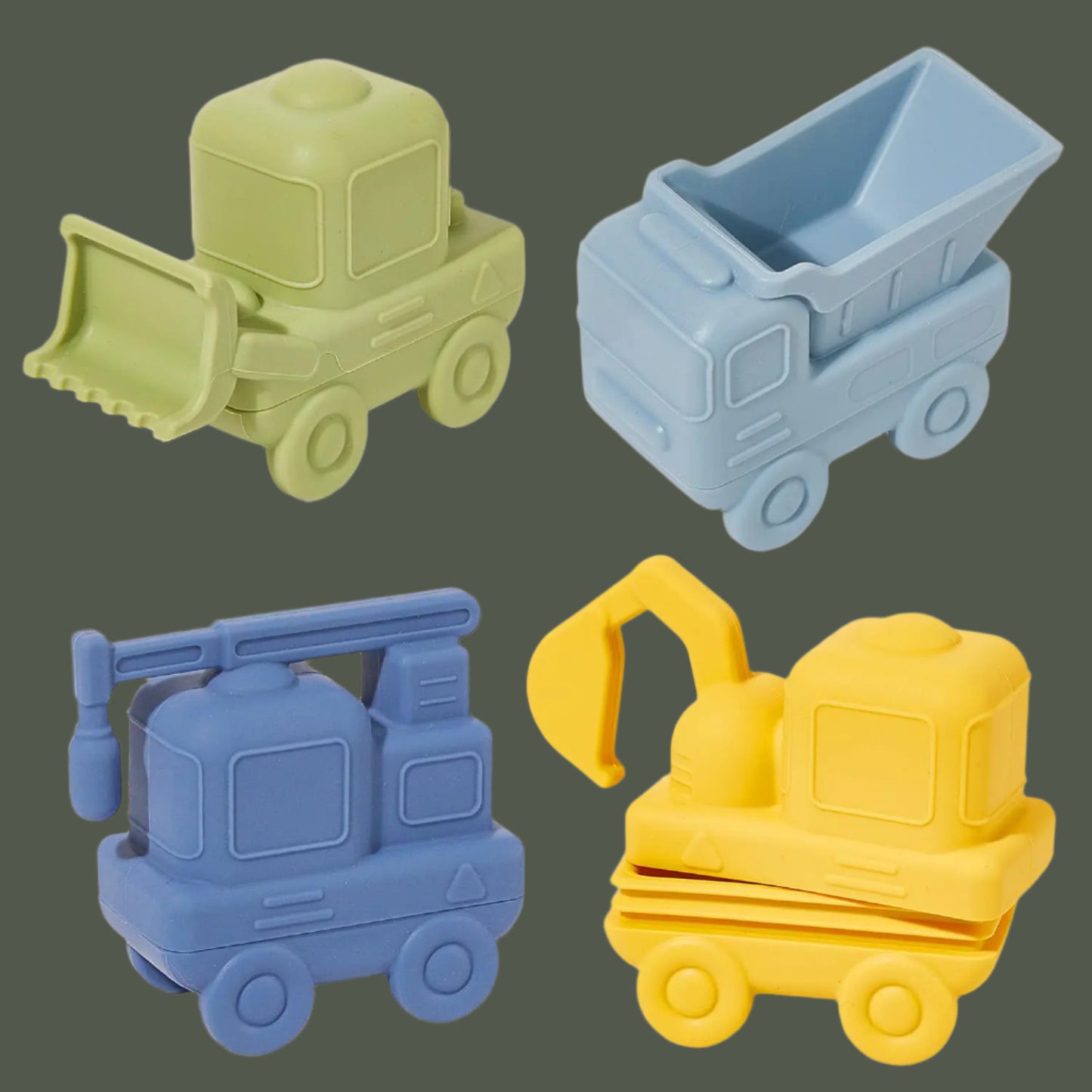 Mold Resistant Silicone Construction Bath Toys - 4 Pack