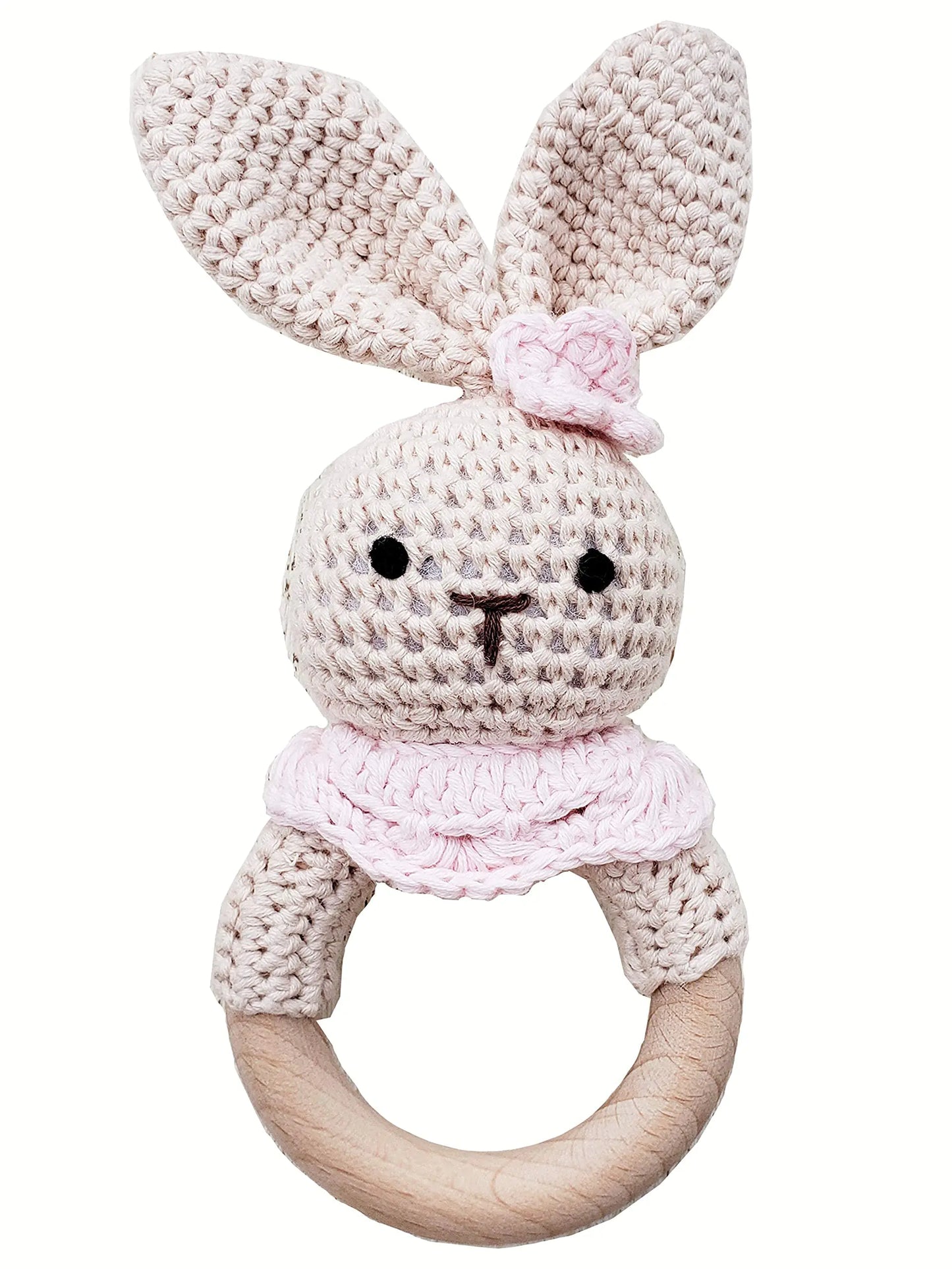 Natural Crochet Teether Rattle - Bunny