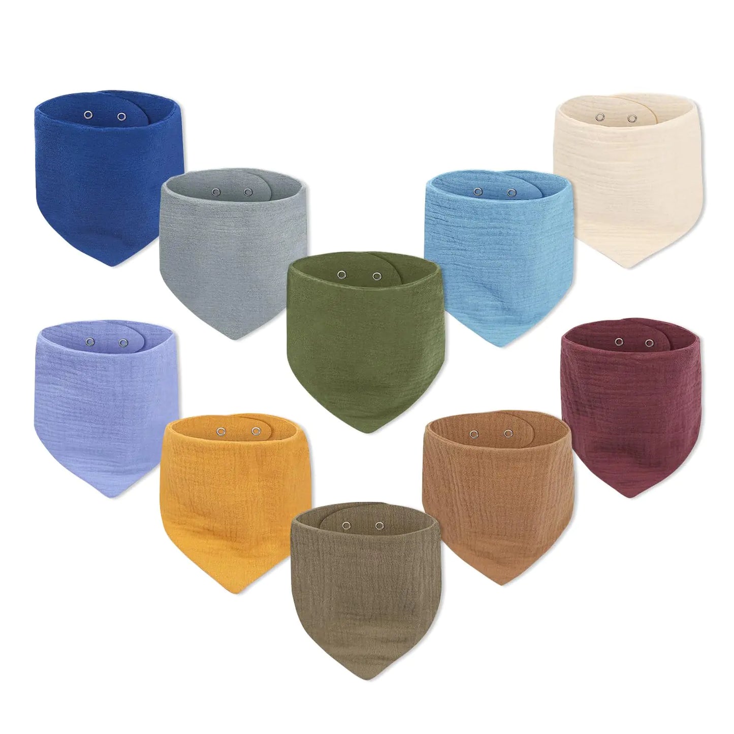100% Cotton Baby Bandana Bibs - 10 Pack