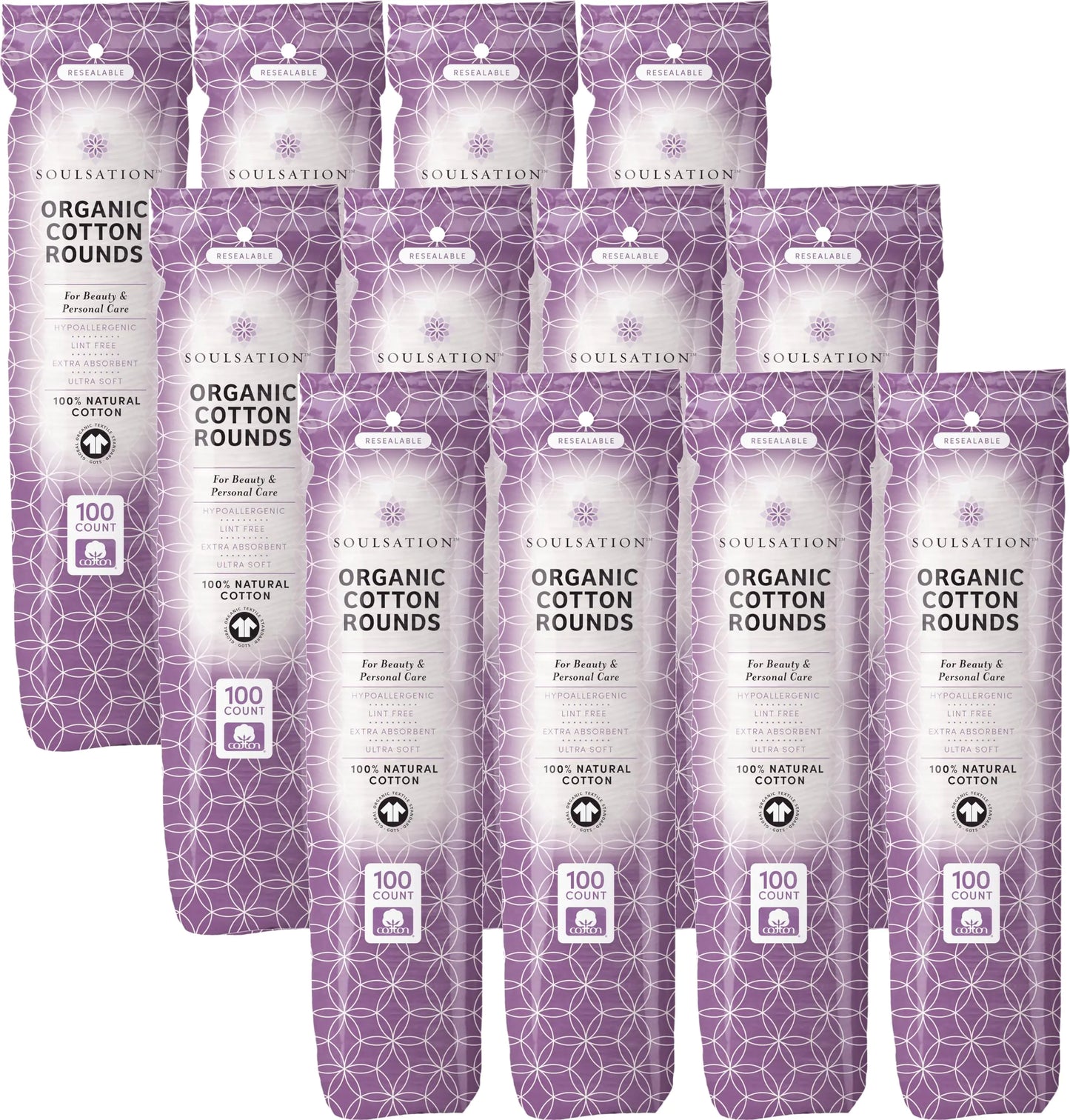 SoulSation Organic Cotton Rounds Bulk 1200 Count