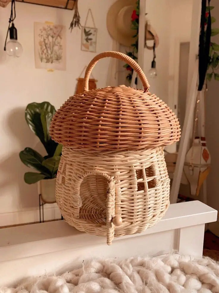 Natural Fiber Mushroom Basket