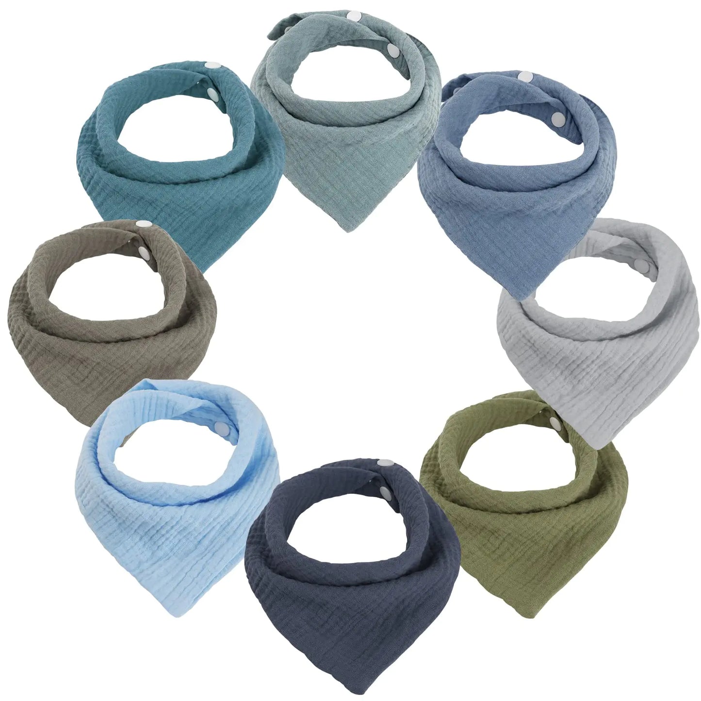 100% Cotton Muslin Bandana Drool Bibs - 8 Pack