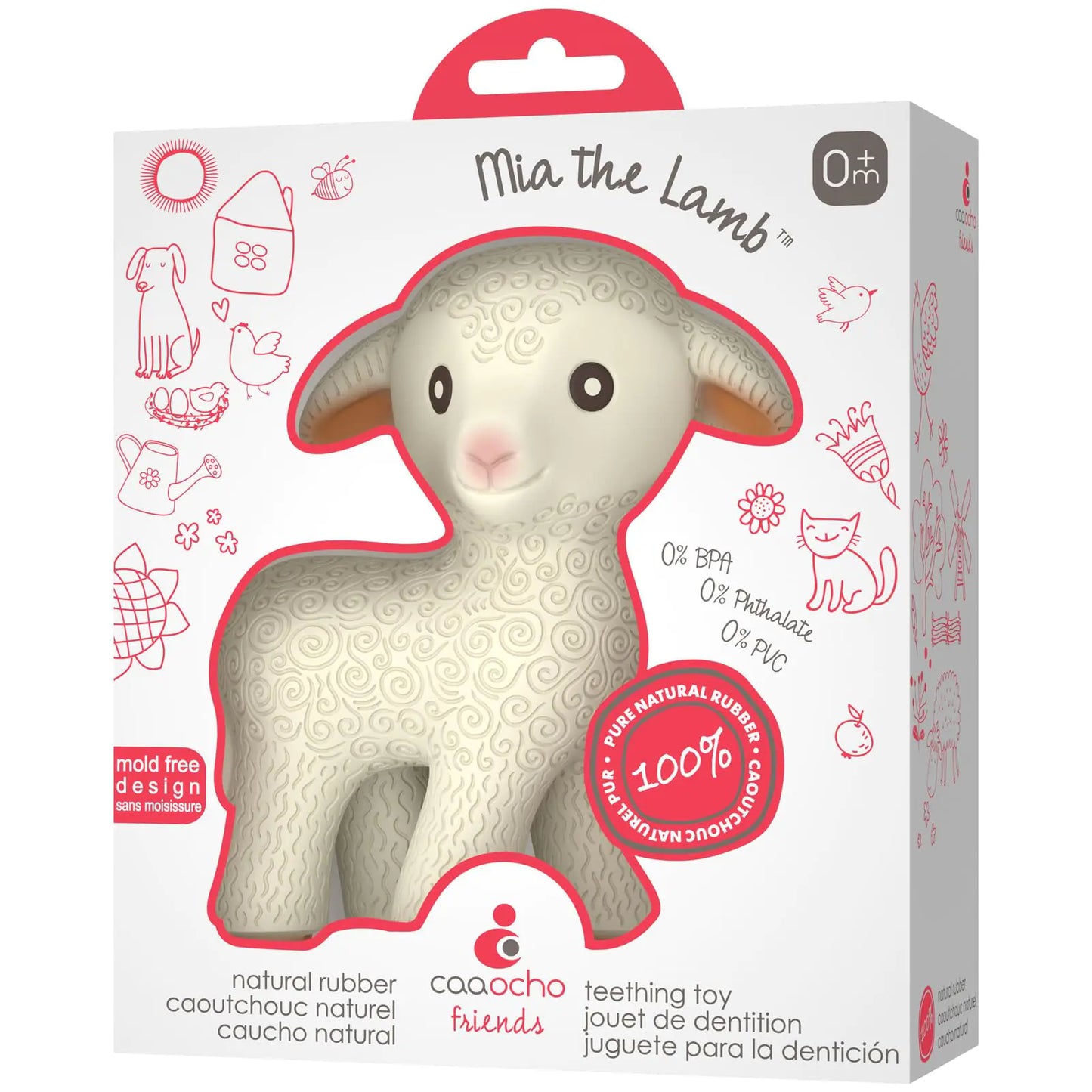 Pure Natural Rubber Teething Baby Toy - Mia The Lamb