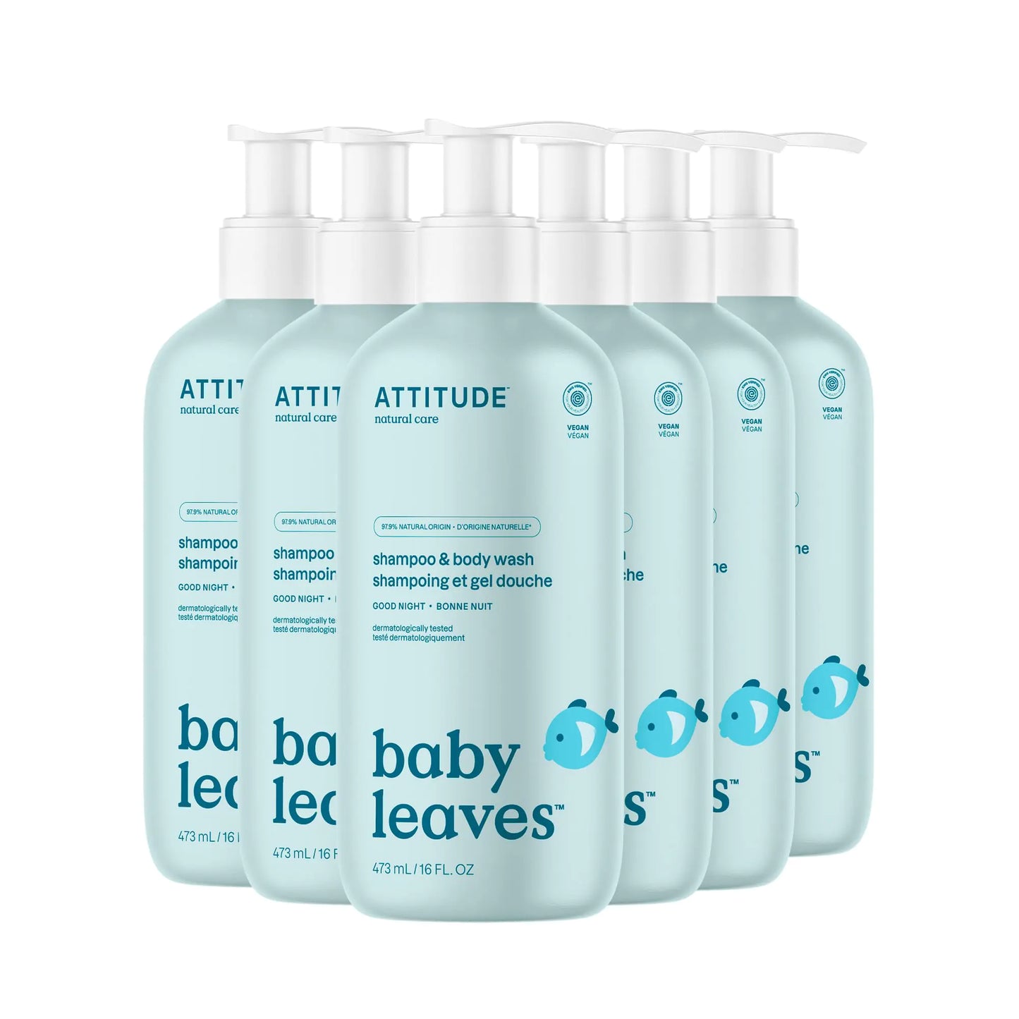 ATTITUDE 2-in-1 Baby Shampoo and Body Wash - Good Night (Pack of 6)