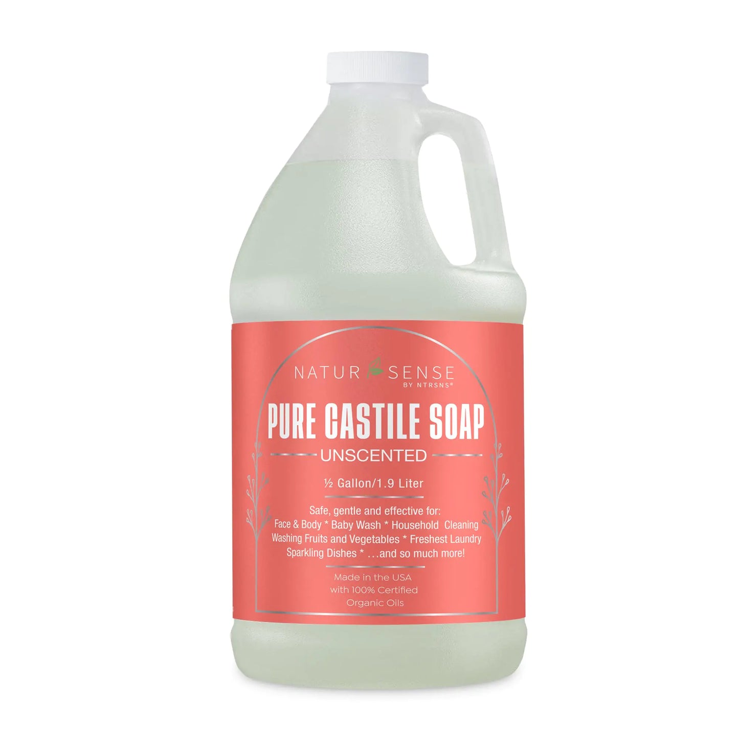 NaturSense Pure Castile Soap 100% Certified Organic - 64 oz