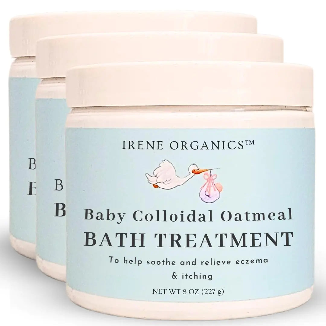 Irene Organics Oatmeal Baby Bath Powder with Colloidal Oatmeal - 3 Pack