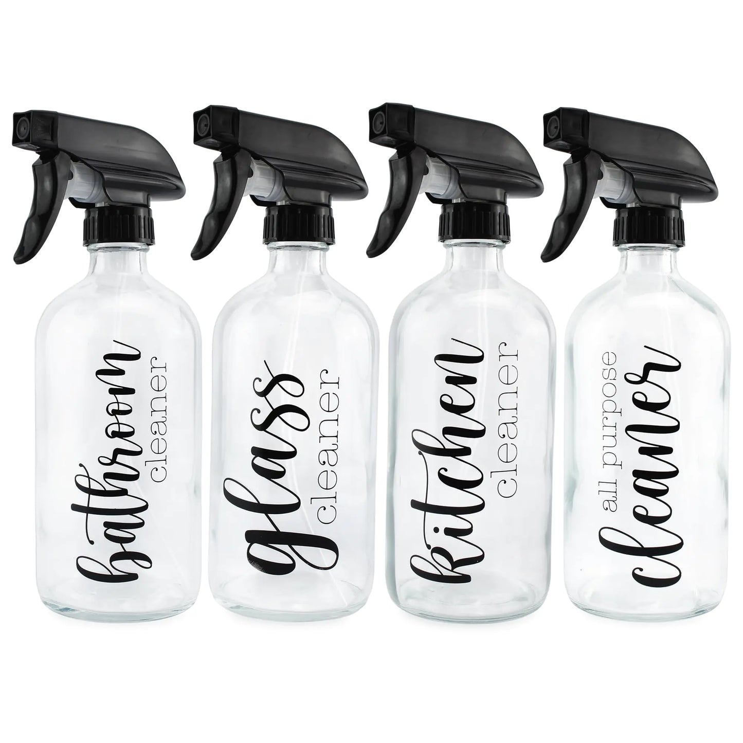 Labeled Glass Cleaning Spray Bottles (Set of 4 16-Ounce)