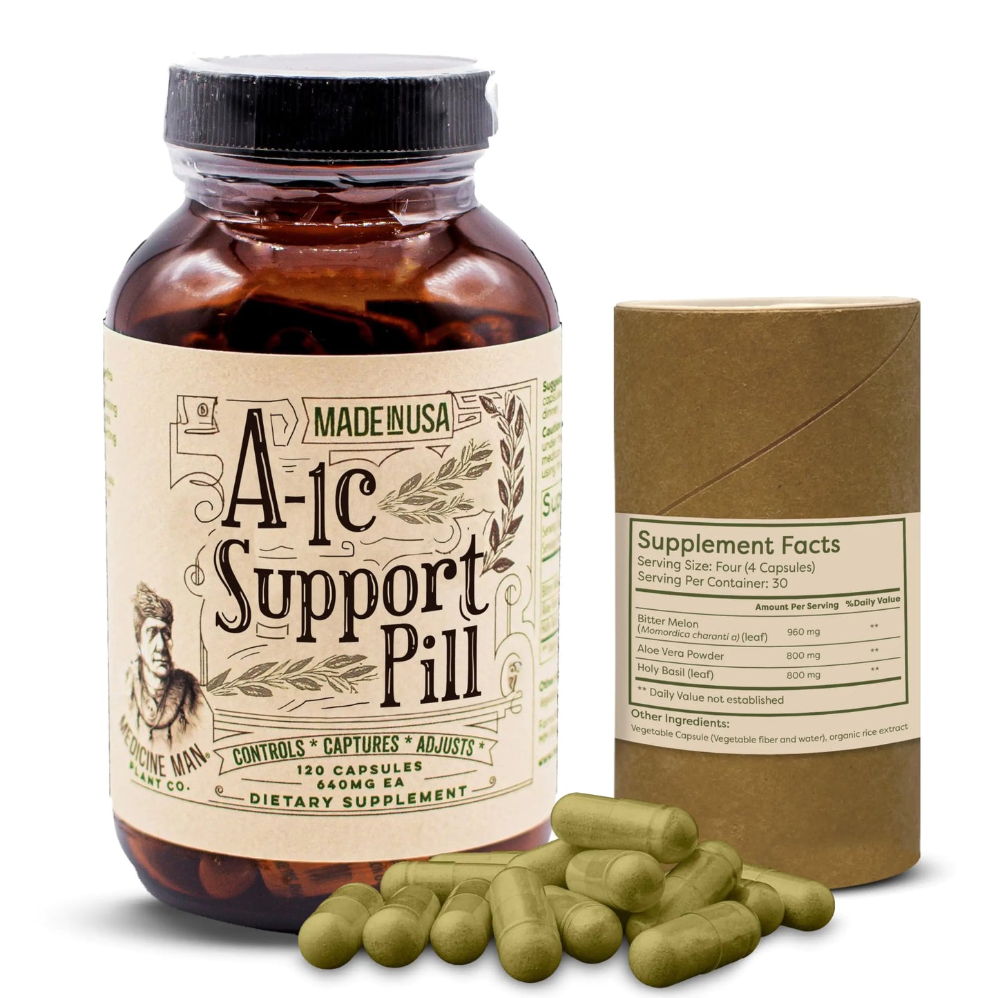Medicine Man Plant Co. Organic A-1C Support - 120 Capsules