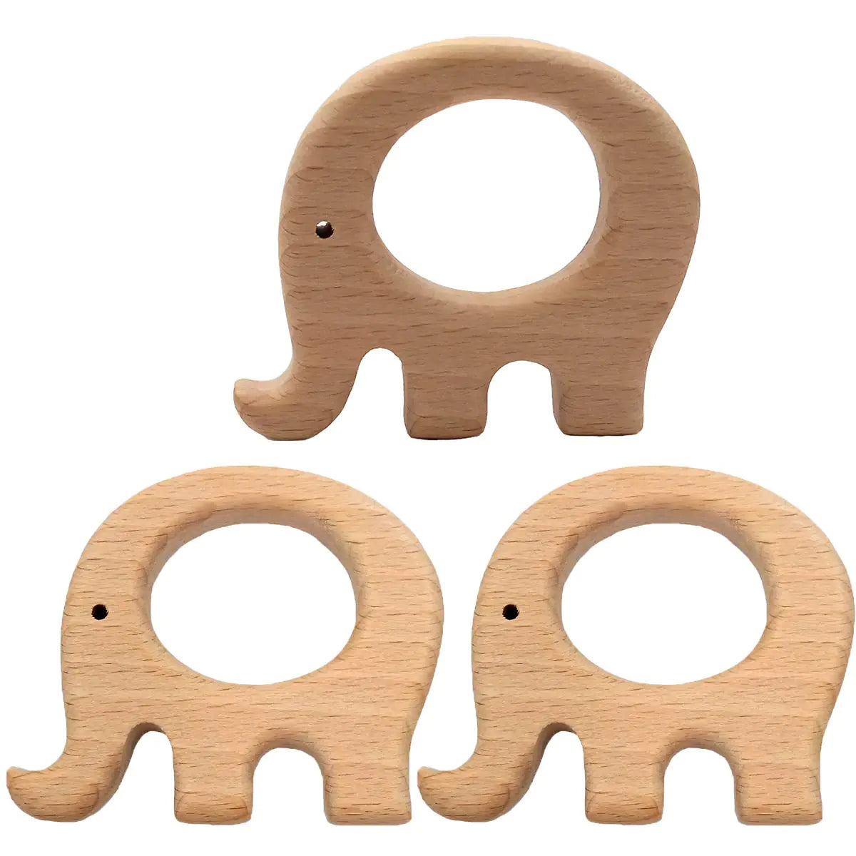 Natural Wooden Elephant Teether 10-Pack