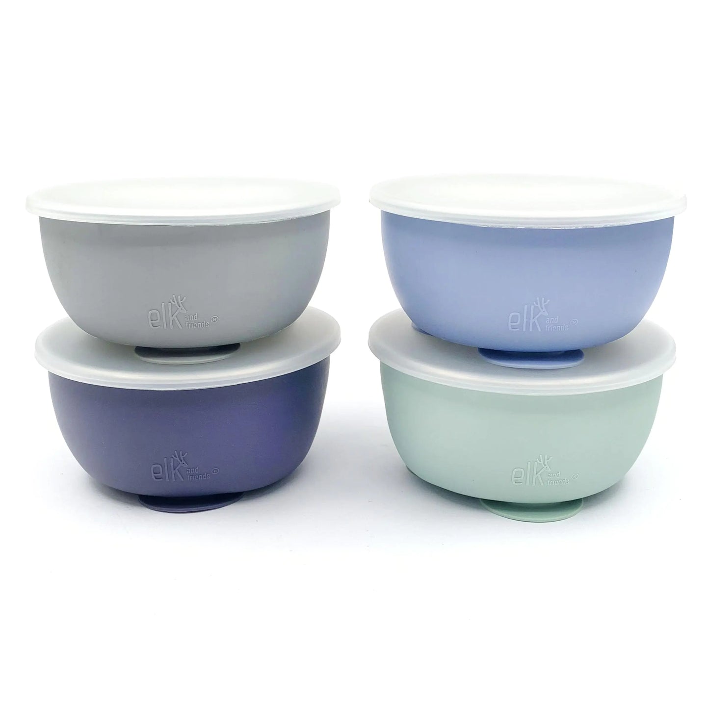 Elk and Friends Stainless Steel Bowls with Silicone Sleeve | 4-Pack