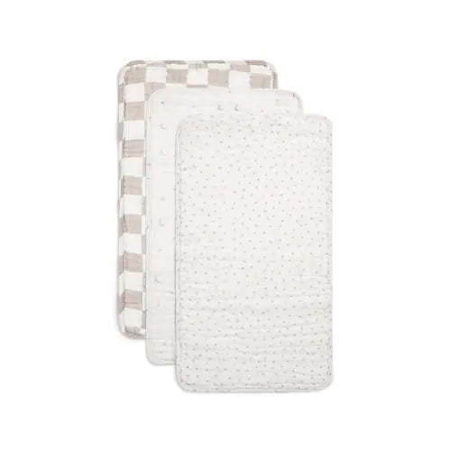 Nana Baby Burp Cloths | 100% Organic Muslin Cotton | Set of 3 (Ivory/Oatmeal)